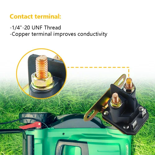 Vista 4 de Relé solenoide de arranque de 12 V con 4 terminales Apto para Cub Cadet John Deere MTD Trombetta, tractor de giro de césped de jardín OEM #