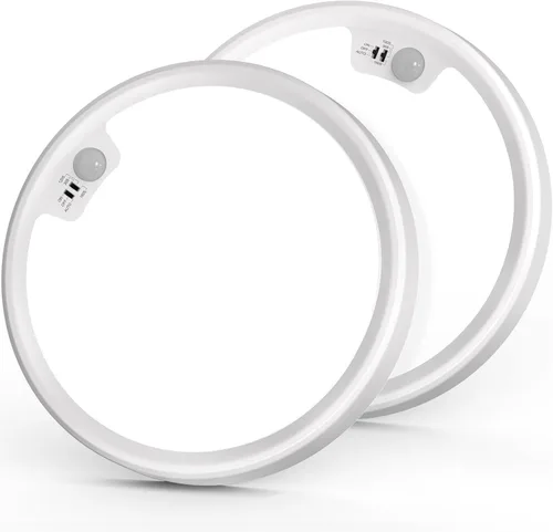 Vista 9 de Luces de armario recargables con sensor de movimiento, luz de techo a batería, luz inalámbrica con sensor de movimiento para interiores, luz