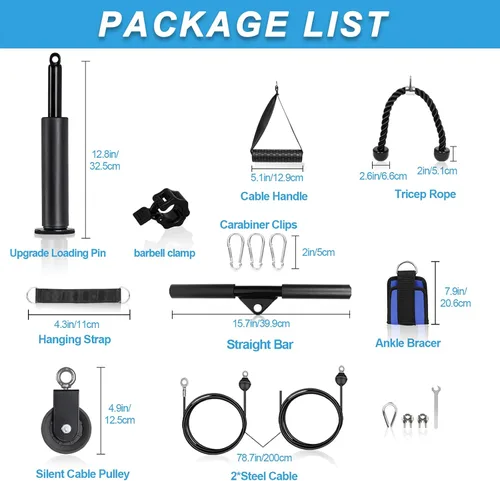 Vista 5 de Sistema de polea de cable de peso: Máquina desplegable LAT con doble cable y pasador de carga mejorado para tríceps, espalda, antebrazo, hombro, LAT