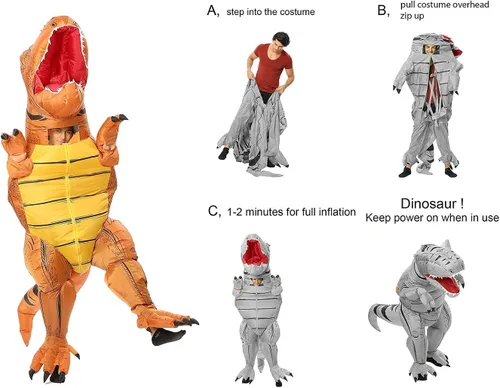 Vista 4 de FUNNY COSTUMES Disfraz de dinosaurio T-Rex para adultos, talla única