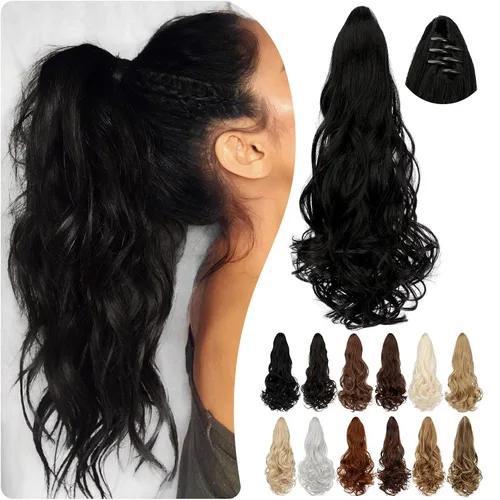 Vista 21 de Extensión de cola de caballo de 18 pulgadas, 20 pulgadas, larga, rizada, ondulada, recta, con clip, de aspecto natural, extensión de cabello