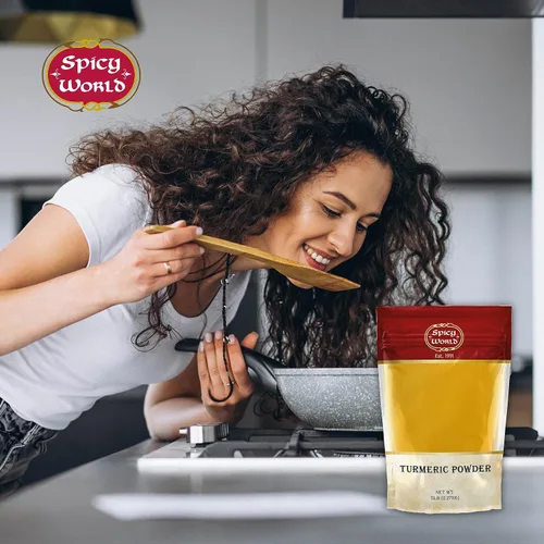 Vista 7 de Polvo de cúrcuma bolsa a granel de 5 libras - Molido de raíz de cúrcuma india (Haldi) - Curcumina mínima 2.5% - Pura y vegana, de la India por Spicy