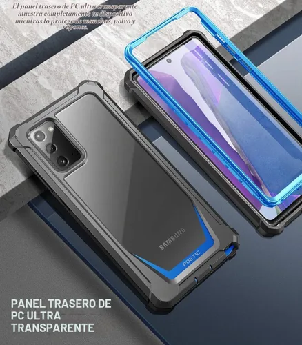 Vista 3 de Poetic Guardian Series - Funda para Samsung Galaxy Note 20, híbrida de cuerpo completo, a prueba de golpes, sin protector de pantalla integrado Azul