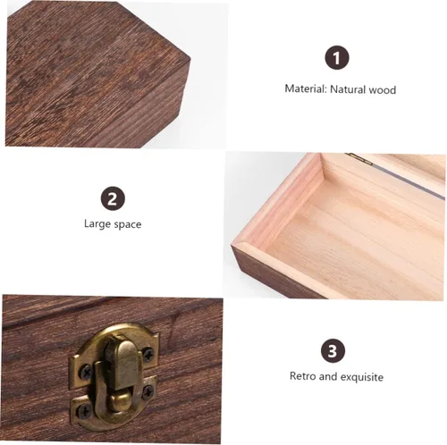 Vista 6 de Caja de recuerdos de madera con tapas, organizador de joyas, caja rectangular para joyas, caja de almacenamiento vintage para relojes, pulseras