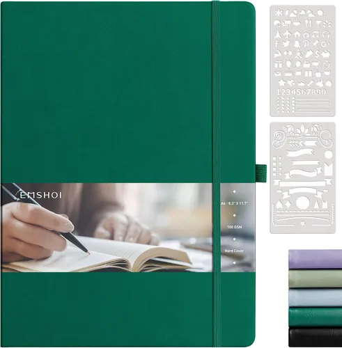 Vista 14 de EMSHOI Diario punteado, 8.5 x 11 pulgadas, tapa dura de cuero para mujeres y hombres, 192 páginas, cuaderno de cuadrícula de puntos de 100 GSM