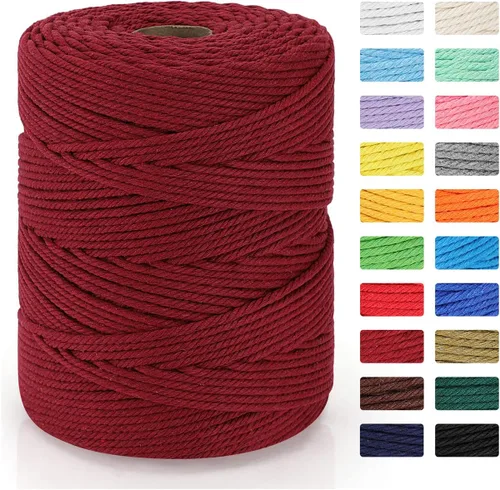Vista 18 de Cordón de macramé de 0.157 in x 328 yardas Cuerda de macramé 100% algodón natural Cuerda de algodón trenzado de 4 hebras para manualidades, Beige