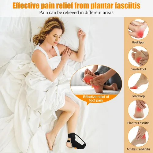 Vista 2 de Calcetín de férula nocturna para fascitis plantar mejorado, soporte para fascitis plantar para mujeres y hombres con soporte de arco para tendinitis