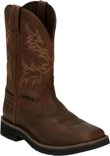 Vista 4 de Justin Original Stampede Botas de trabajo altas con punta cuadrada para hombre