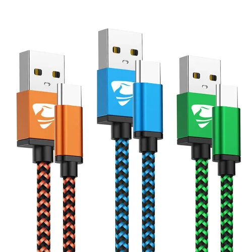 Vista 9 de Aioneus Cable USB A a USB C, paquete de 3 unidades de 3 pies, cable de carga USB C trenzado duradero de carga rápida, cable de carga tipo C