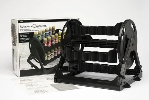 Vista 5 de Organizador rotacional Plaid para almacenamiento de pintura acrílica, contenedor de almacenamiento de pintura que guarda 24 botellas estándar de 2