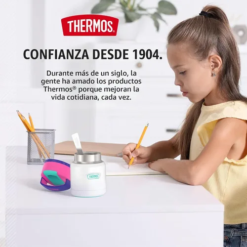 Vista 8 de THERMOS ICON - Tarro de alimentos de acero inoxidable con cuchara, 12 onzas, color negro