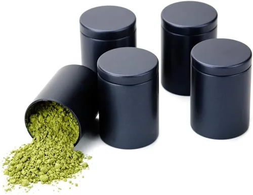 Vista 13 de Caja de lata pequeña con tapas herméticas para almacenamiento de café, té, caramelos, hojas sueltas, té, latas de té, 5 unidades (cinco colores, S)