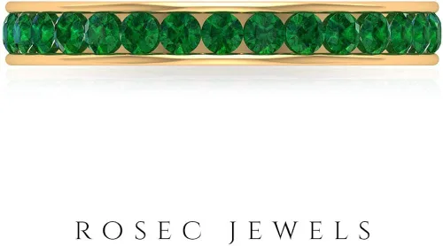 Vista 7 de 1.50 Cttw Natural Emerald Full Eternity Band Ring in Channel Set (May Birthstone, AAA Quality), 14K Solid Gold