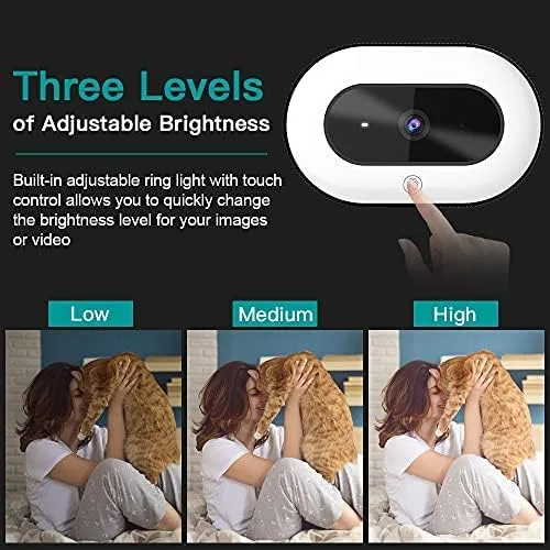 Vista 8 de NexiGo StreamCam N930E con software, cámara web de 1080P con luz de anillo y cubierta de privacidad, enfoque automático, Plug and Play, cámara web