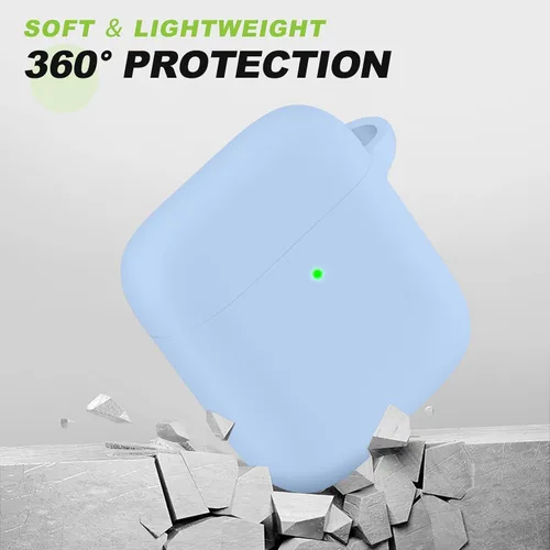 Vista 4 de Funda Protectora para AirPods 1/2, viene con kit de limpieza, funda protectora de silicona suave con hebilla, compatible con estuche de carga