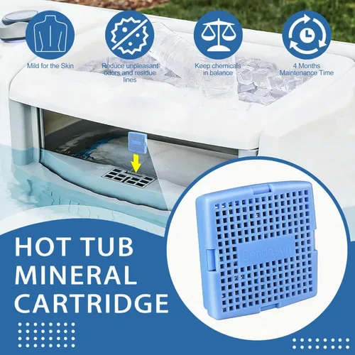 Vista 2 de Cartucho mineral para bañera de hidromasaje, cartucho de sistema de sal de agua dulce de iones plateados, limpia y aclara el agua del spa durante 4
