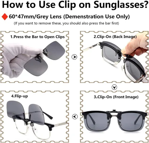 Vista 5 de CAXMAN Gafas de sol polarizadas con clip para hombres y mujeres, protección UV