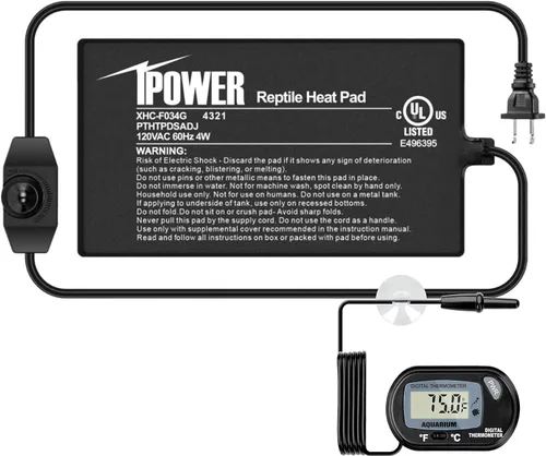 Vista 15 de iPower Almohadilla de Calor para Reptiles de 6 x 8 Pulgadas, 8 W, Calentador de Terrario Debajo del Tanque, Alfombrilla Calefactora para Tortuga