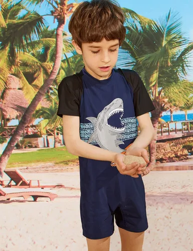 Vista 4 de PHIBEE Traje de baño de una pieza con protección solar UPF 50+ para niños