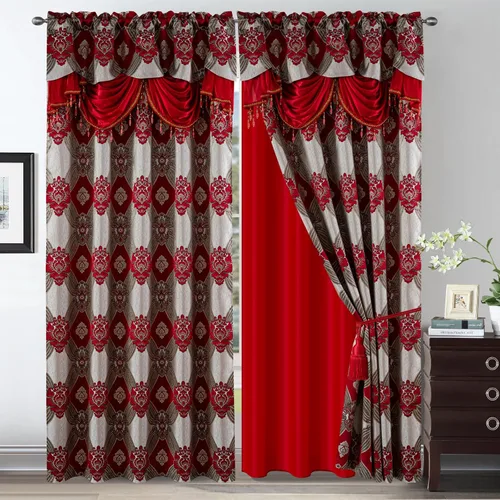 Vista 12 de Petrichor Cortinas Elegantes con Hilos Dorados y Plateados Juego de 2 Paneles - Tratamiento de Ventana de Lujo con Cenefa Adjunta, Respaldo