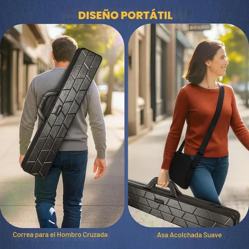 Vista 6 de PEKREWS Estuche para Taco de Billar, Funda Rígida para Taco de Billar 4x4 con 10 Ranuras Acolchadas, Bolsa de Billar Resistente con Mango de Cuero