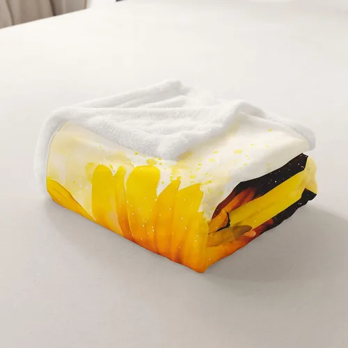 Vista 7 de Yellow Sunflowers Flannel Fleece Throw Blanket 40"x50" Country Rustic Floral Fuzzy Blanket for Sofa Couch Oil Painting All Season Bed Blankets Plush