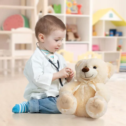 Vista 4 de Oso de peluche súper color, juguete de peluche para niños, novia, familia, felicitaciones, baby shower, cumpleaños, beige, 14 pulgadas