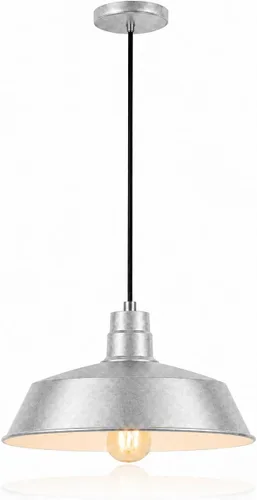 Vista 12 de Lámpara colgante blanca industrial de granero de 14 pulgadas, cable 2-Blanco