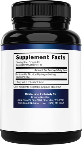 Vista 2 de Ribosida de nicotinamida de 500 mg (30 unidades) Suplemento NAD - Suplemento NR para mujeres y hombres para apoyar los niveles de NAD+ - NAD Booster