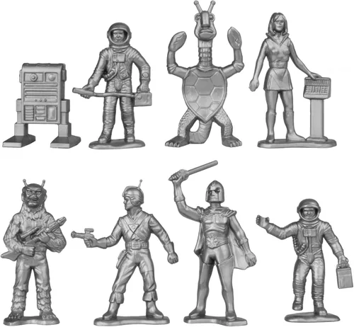 Vista 3 de TimMee Galaxy Laser Team Space Figuras Negro vs Plata 50 piezas Hecho en Estados Unidos