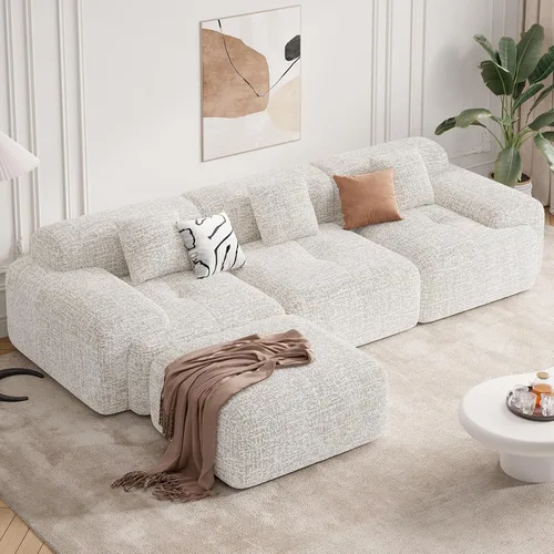 Vista 17 de Sofá biplaza Cloud de 85 pulgadas en una caja, moderno sofá pequeño no requiere montaje, cómodos sillones de asiento profundo sin estructura