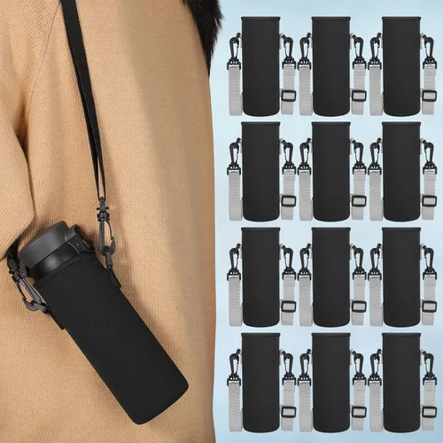Vista 5 de Rtteri 6 bolsas de neopreno para botellas de agua con correa ajustable para el hombro, aislante de 32 onzas, funda para botella de agua, funda