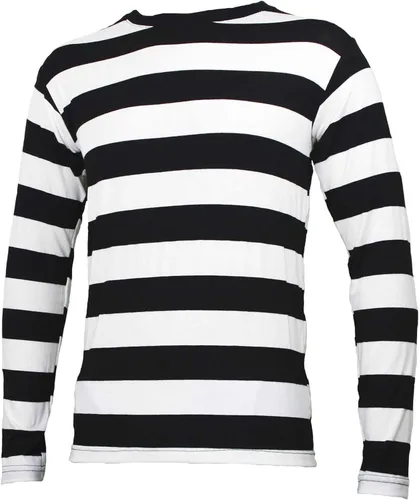 Vista 2 de Camisa de manga larga a rayas negro y blanco, para adultos