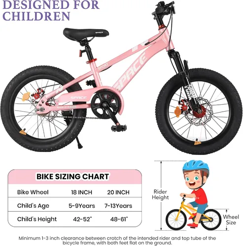 Vista 7 de Bicicleta para niños ONLYGU - Bicicleta de 18 20 pulgadas para niños y niñas con asiento ajustable y freno de mano, bicicletas para niños de 7 a 13