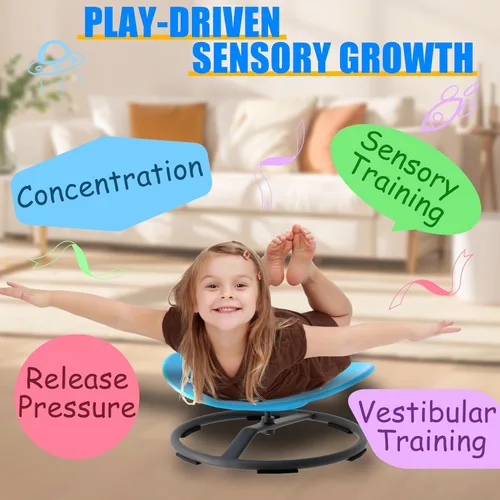 Vista 4 de Silla giratoria para niños autistas, silla giratoria sensorial para niños con autismo, TDAH, juguetes sensoriales para sentarse y girar para niños