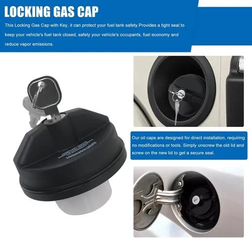 Vista 4 de Tapa de gas con bloqueo, tapa de combustible con bloqueo 5278655AA para Dodge Jeep Chrysler 2000-2020 - Ram 1500 2500 3500, Journey, Caravan