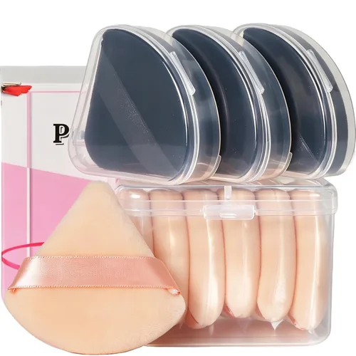 Vista 12 de Ocim 6 piezas de esponjas para polvo facial, esponjas de terciopelo suaves y triangulares para maquillaje, esponjas prensadas, esponjas aplicadoras