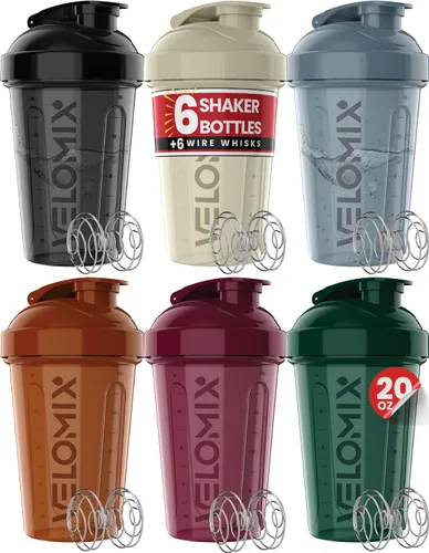 Vista 9 de VELOMIX -PAQUETE DE 6- Vasos Agitadores para Batidos de Proteínas de 20 oz - 6x Batidor de Alambre Botella Agitadora de Proteínas a Prueba