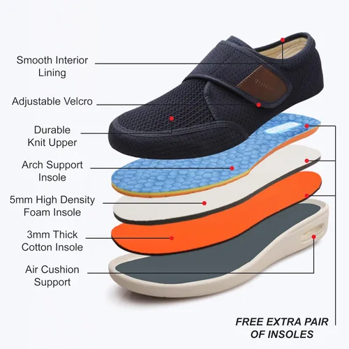 Vista 3 de youyun Zapatos para diabéticos para hombres de ancho ancho, zapatos diabéticos para hombres mayores, cierre ajustable, transpirables, ligeros
