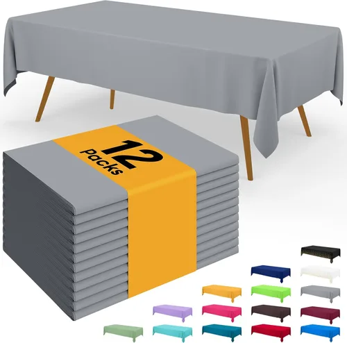 Vista 84 de Smiry - Juego de 6 manteles desechables, 54 x 78 pulgadas, manteles impermeables rectangulares para fiestas, cubierta de mesa de plástico