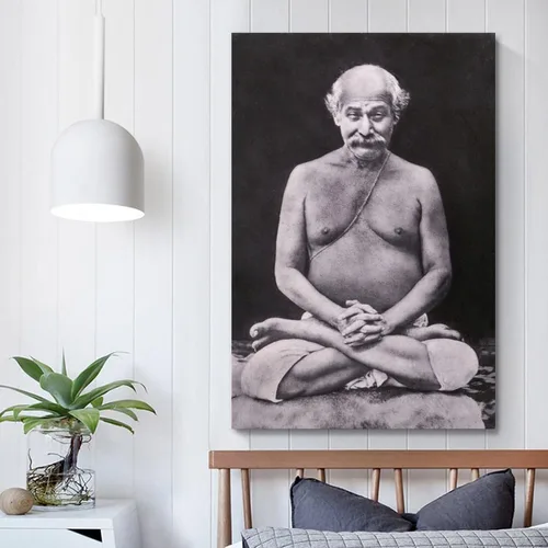 Vista 5 de Lahiri Mahasaya - Lienzo moderno para pared, para sala de estar, dormitorio, baño, oficina, decoración del hogar, 24 x 36 pulgadas (23.6 x 35.4 in)