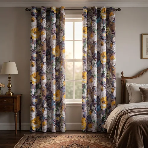 Vista 11 de Leeva - Cortinas de ventana para sala de estar, con estampado floral, cortinas de lino texturizado pesado con aislamiento térmico y oscurecimiento