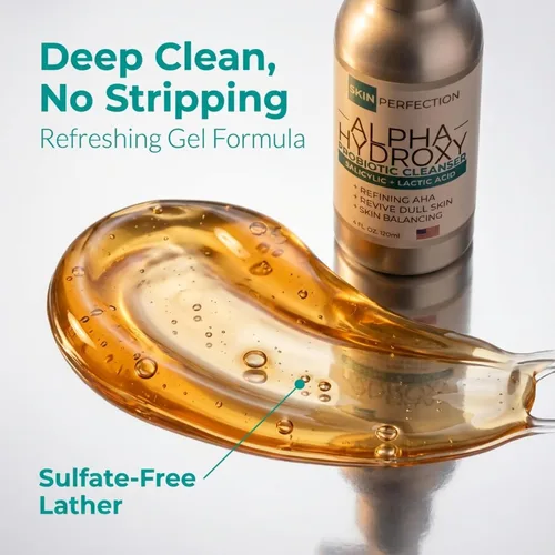 Vista 9 de Skin Perfection Limpiador probiótico de ácido alfa hidroxi, gel salicílico láctico, exfoliante, refina los poros grandes, sin parabenos, sin sulfatos