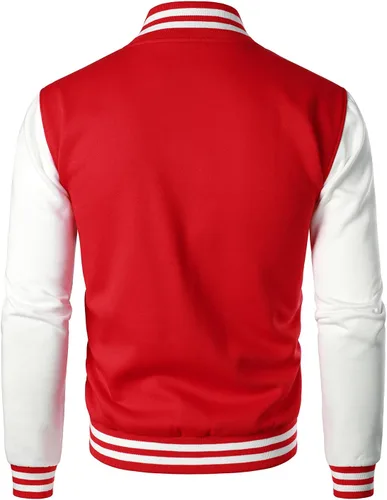 Vista 3 de HOOD CREW Chaqueta de béisbol Varsity para hombre de mezcla de algodón