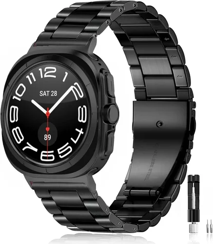 Vista 8 de Olytop para Galaxy Watch Ultra Correas 47mm (2024/2025), Correa de Reemplazo de Pulsera de Acero Inoxidable Metálica para Negocios, Hombres y Negro