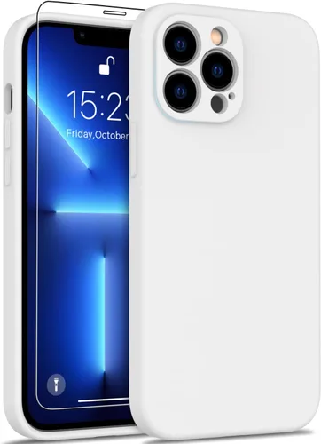Vista 20 de DEENAKIN Funda de silicona compatible con iPhone 12 con protector de pantalla, mejora la protección de la cámara, funda protectora suave y flexible
