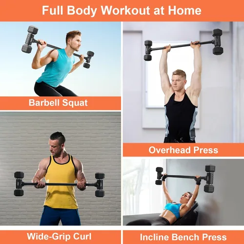 Vista 7 de Convertidor de mancuerna a barra, transforma mancuernas a barra de pesas, convertidor de mancuernas a barra para el gimnasio en casa, ajustable