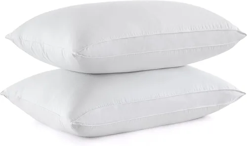 Vista 9 de puredown - Juego de 2 almohadas de plumas de ganso, tamaño estándar, colección de calidad de hotel, con funda de 100% algodón, color gris 2-Gris