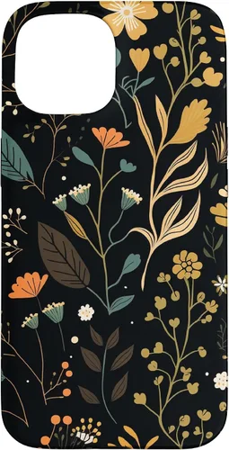 Vista 6 de Floral Aesthetic Simple Boho Modern Botanical Flowers Black Case for iPhone 17