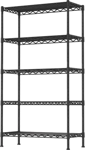 Vista 10 de Soywey Estantes de Almacenamiento Ajustables de Servicio Pesado de 3 Estantes, 36" An x 14" Pr x 35.8" Al, Organizador de Rejilla Metálica